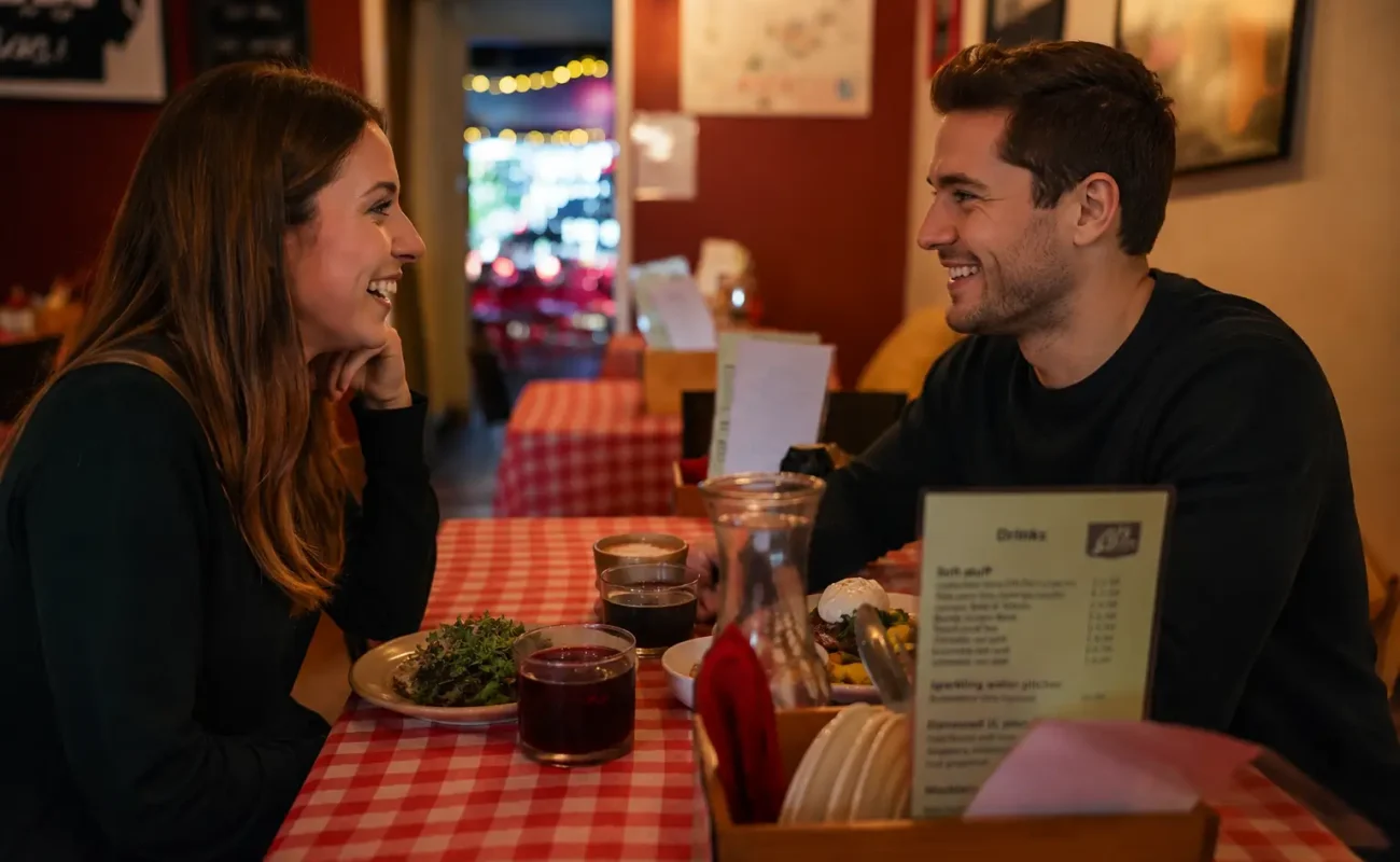 Couple enjoying Wednesday date night at Elios Osteria Carina